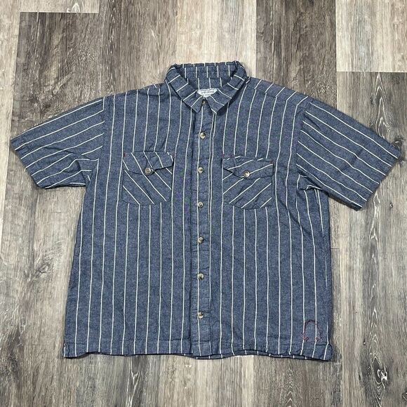 dyer brand san diego men's button up short sleeve shirt Sz Large - Picture 2 of 11